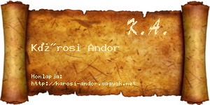 Károsi Andor névjegykártya