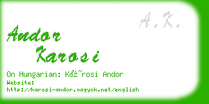 andor karosi business card